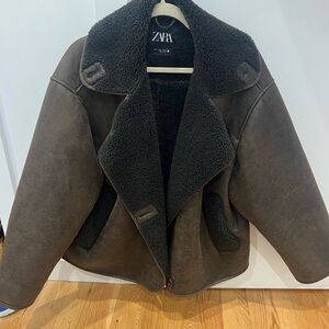 Zara Women's Dark Brown Sherling Jacket